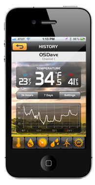 Anywhere Weather Kit Smart Phone History screen shot
